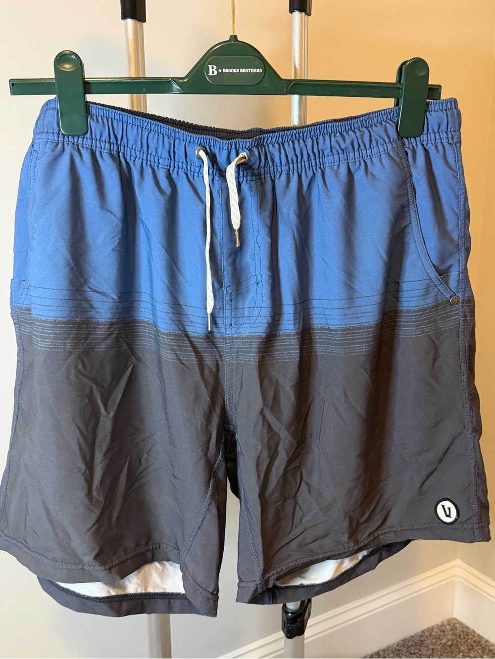 Vuori Two-Tone Blue and Gray Men’s Swim Trunks